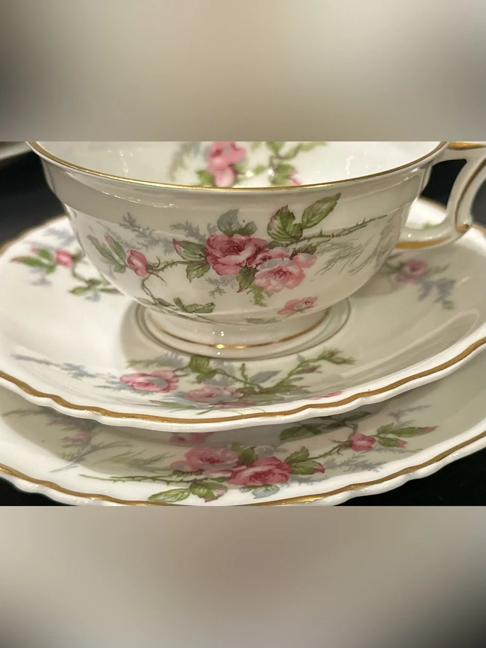 LIMOGES FRANCE TEA SERVICE FOR 8 HAVILAND SYLVIA CUPS SAUCERS PLATES SHABBY CHIC